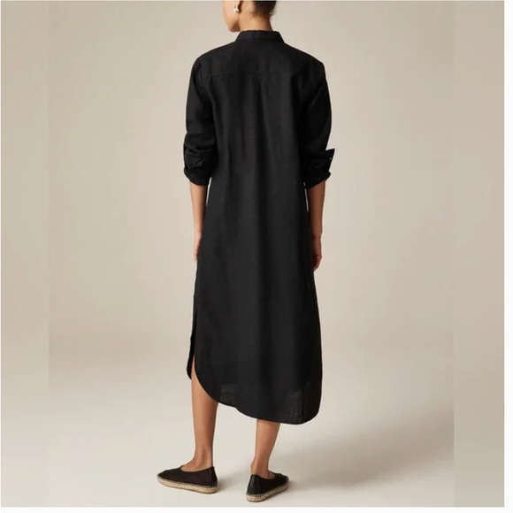 J Crew Linen Shirt Dress 2X XXL Black NWT CL644 J.Crew Resort Travel Cruise Midi - Picture 4 of 8